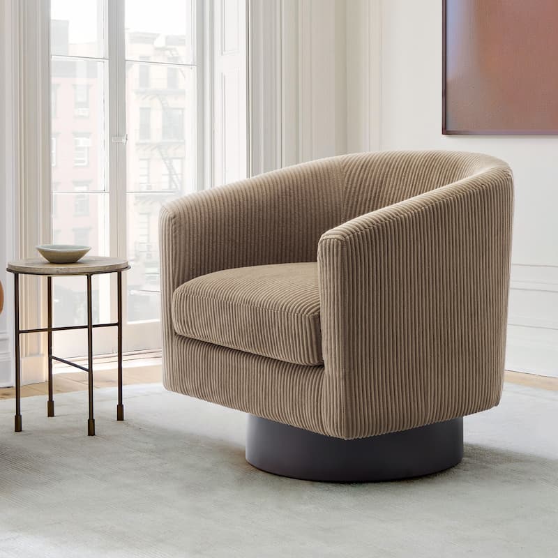 Modern Upholstered Barrel Chair Swivel Accent Chair for Living Room