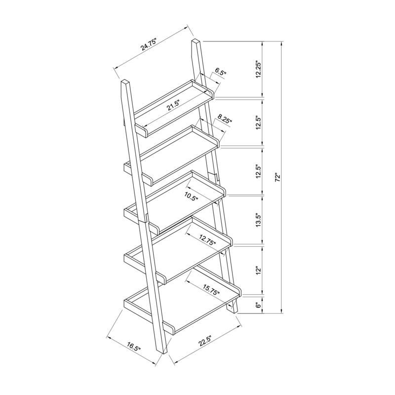 Bookcase ladder five shelf