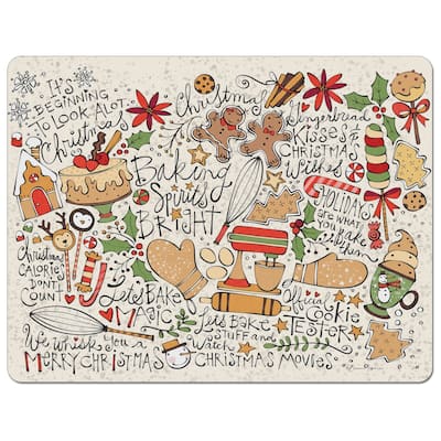 Christmas Toss Flexible Plastic Cutting Board Mat 15" x 11.5", Made in the USA, Decorative, Flexible, Easy to Clean