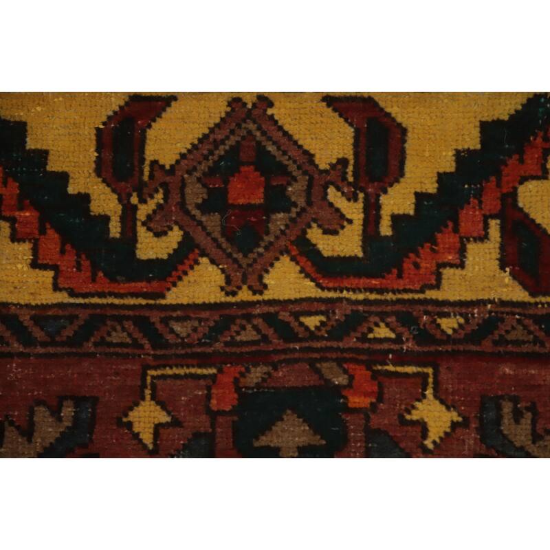 Hand Knotted Oriental 100% Wool Carpet Traditional Floral Red Heriz Runner Rug - 11' 6'' X 3' 8''