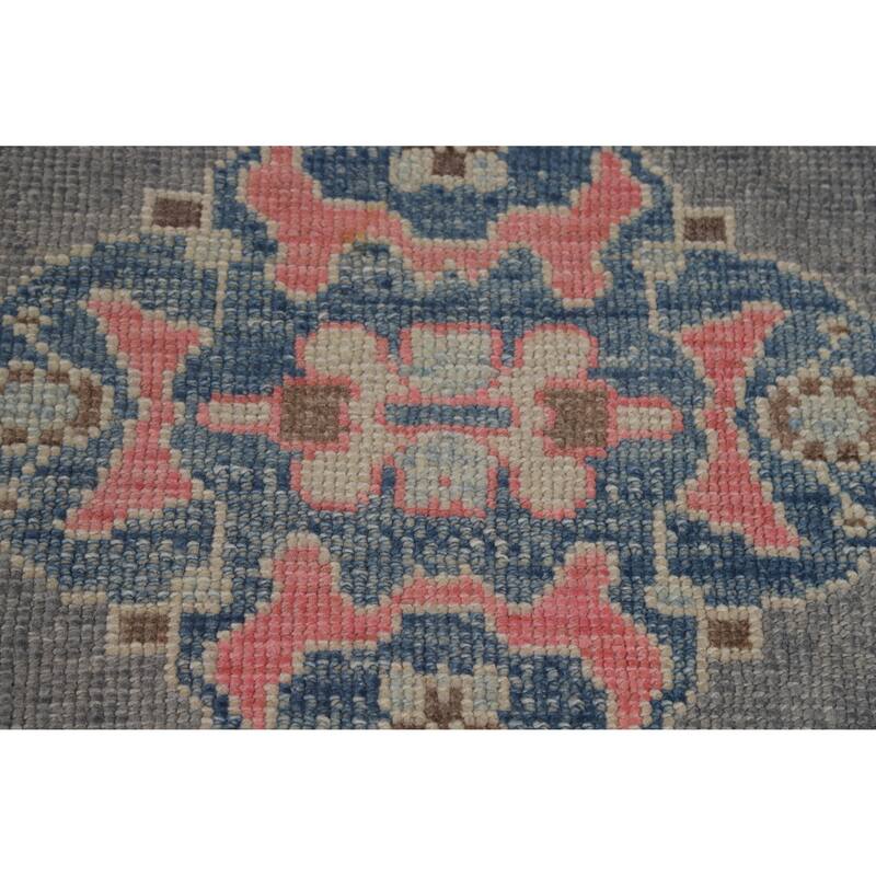 Hand Knotted Oriental 100% Wool Carpet Transitional Geometric Navy Blue & Blues Oushak Area Rug - 11' 0'' X 8' 4''