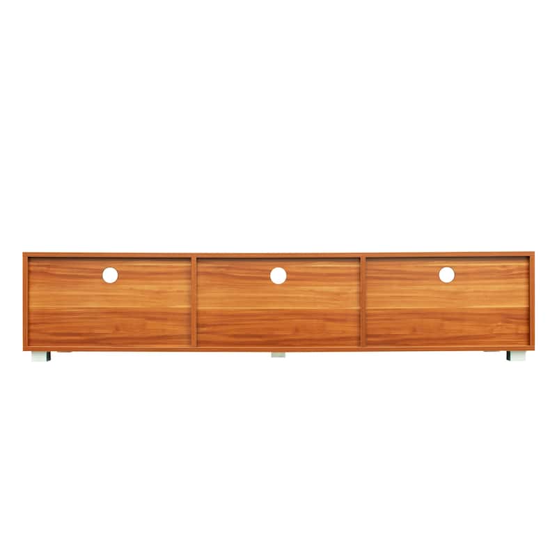 Walnut Modern 62.99" TV Stand with Open Shelves and Storage Cabinets for TVs Up to 70"