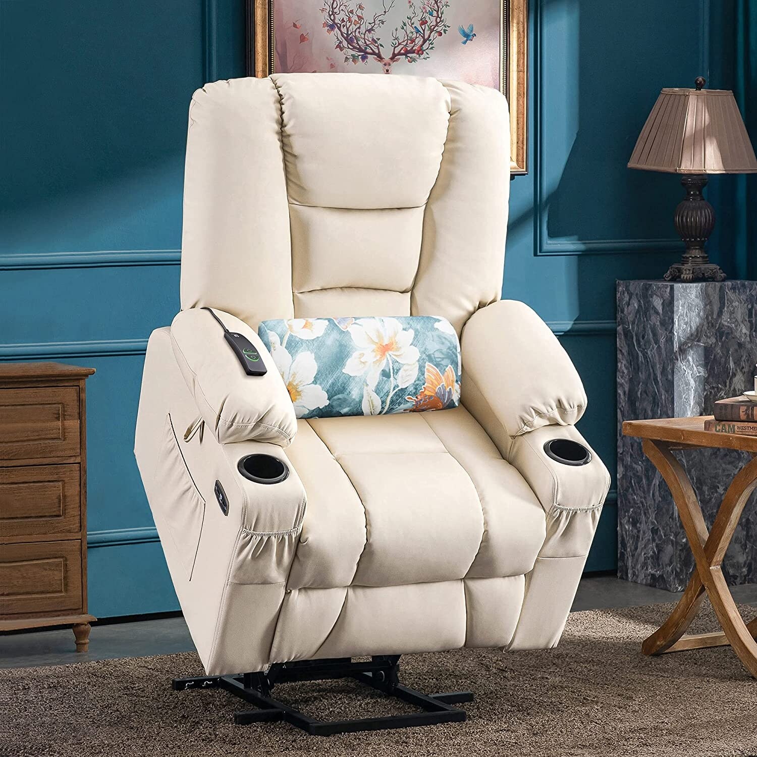 Mcombo Electric Power Lift Recliner Chair Sofa, Massage and Heat for Elderly,  Extended Footrest,Cup Holders, USB Ports 7095 - On Sale - Bed Bath & Beyond  - 36195056