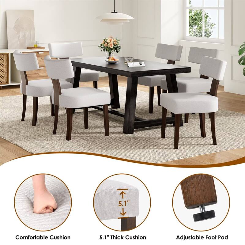 Upholstered Armless Dining Table Chairs with Hardwood Frame Curved Backrest (Set of 2)