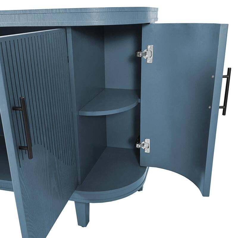 47.24" Modern Curved Sideboard Wooden Storage Cabinet with Adjustable Shelves for Home Organization