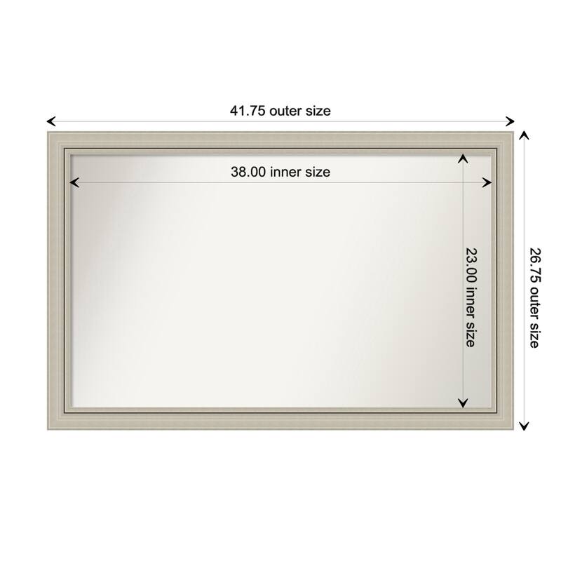 Romano Silver Narrow Framed Non-Beveled Custom Wall Mirror, Bathroom Vanity Mirror - Outer Size: 41.75 x 26.75