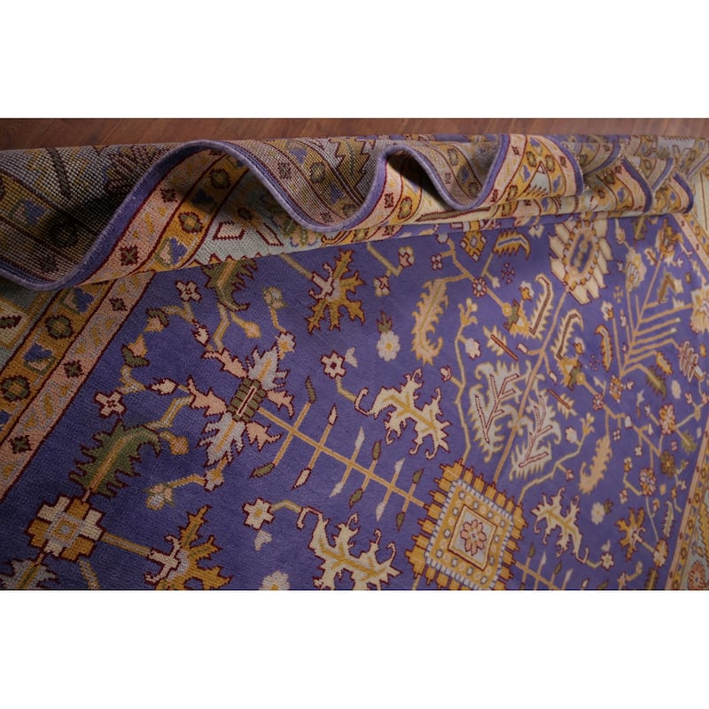 Purple Oushak Large Indian Area Rug Handmade Wool Carpet - 11'9"x 14'8"