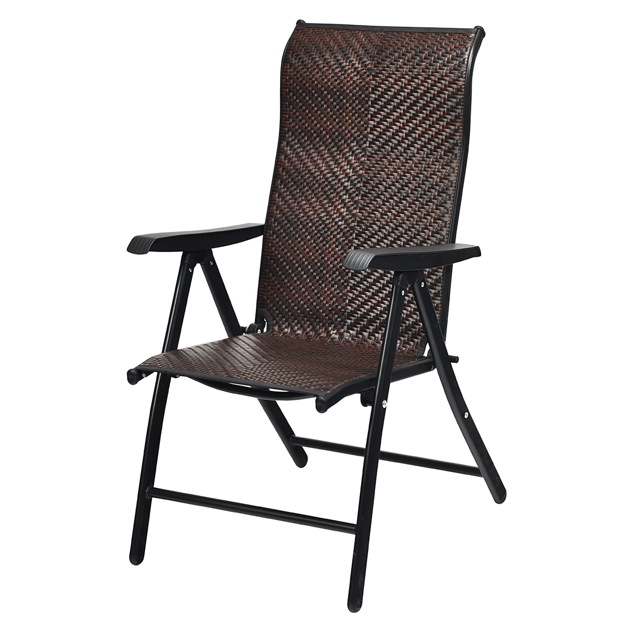 Costway Patio Rattan Folding Chair Recliner Back Adjustable On