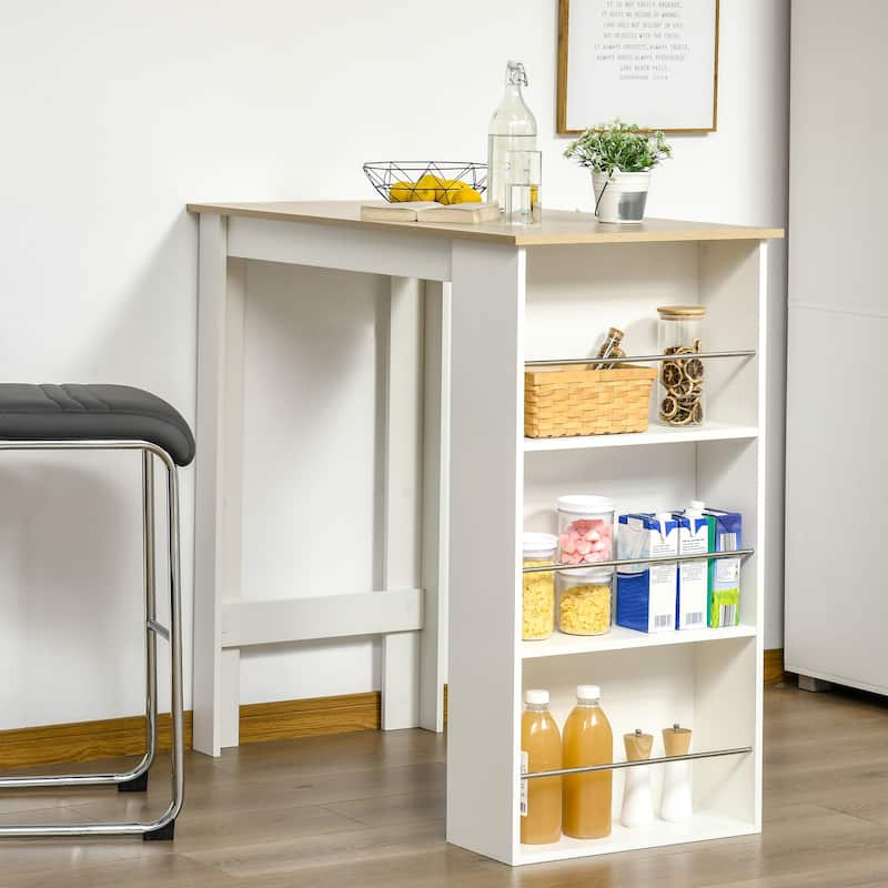 Bar Table With 3 Storage Shelves