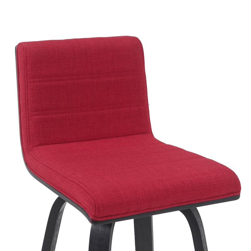 Skara Swivel Bar Stool, Upholstered Bar Height Chair with Bentwood Frame