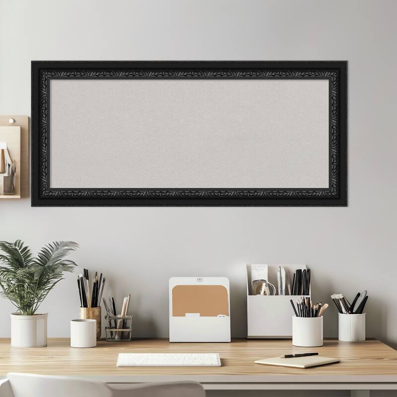 Downton Black Wood Framed Cork Board - Bulletin Board, Organization Board, Pin Board