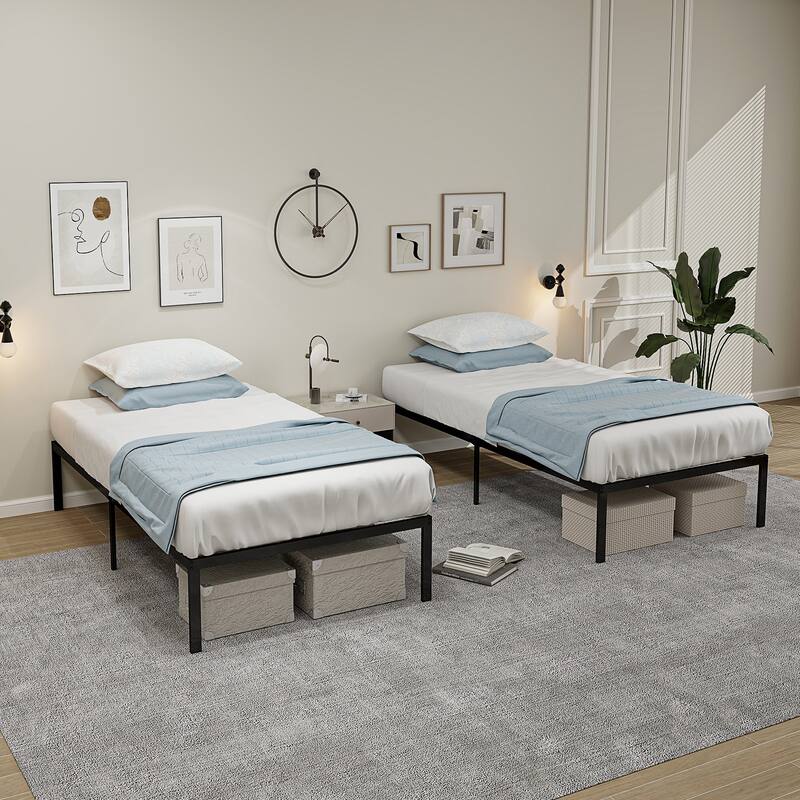 Costway Twin Size Bed Frame 14" Metal Platform Bed Base with Under Bed