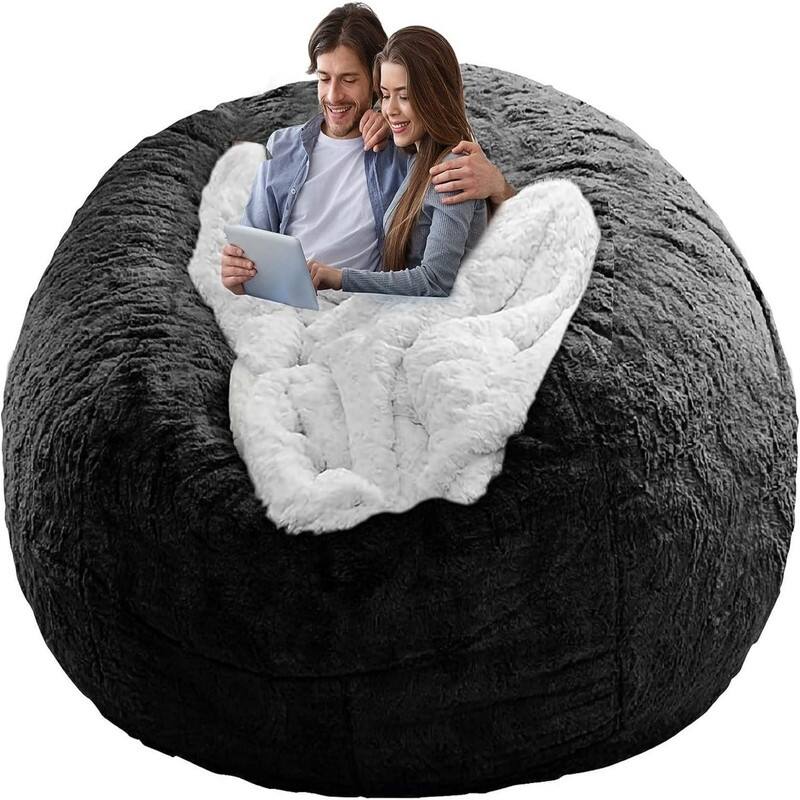 Bean Bag Chair Cover(No Filler) Big Round - Black