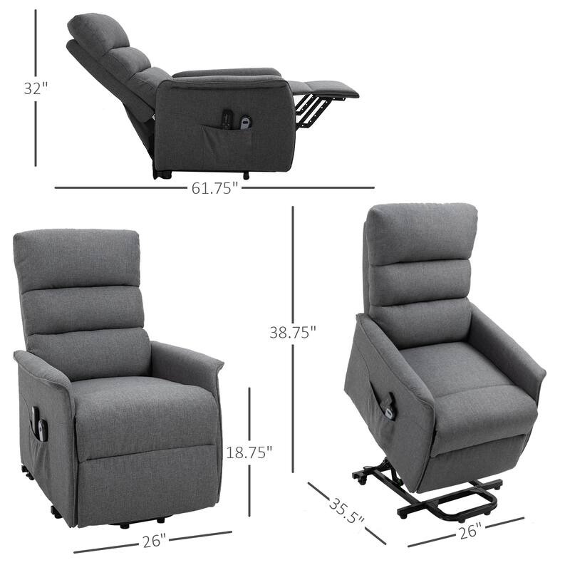 HOMCOM Electric Power Lift Recliner Massage Sofa Vibration with Remote for Elderly, Living Room Office Furniture