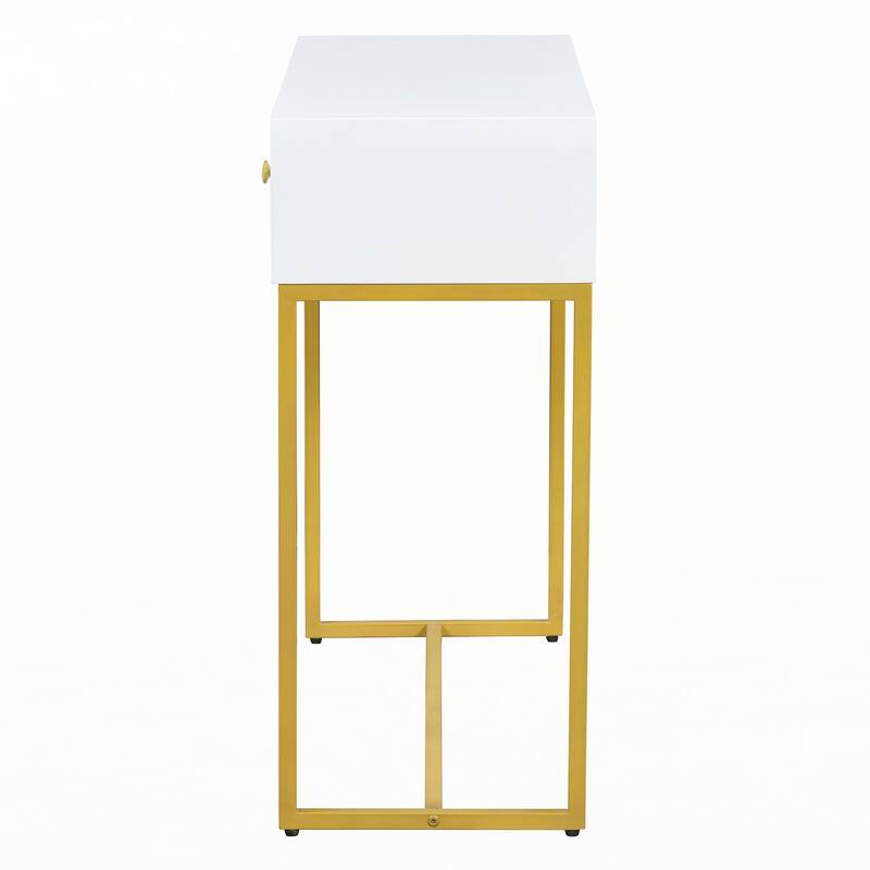 Modern Sleek Console Table with Storage,White