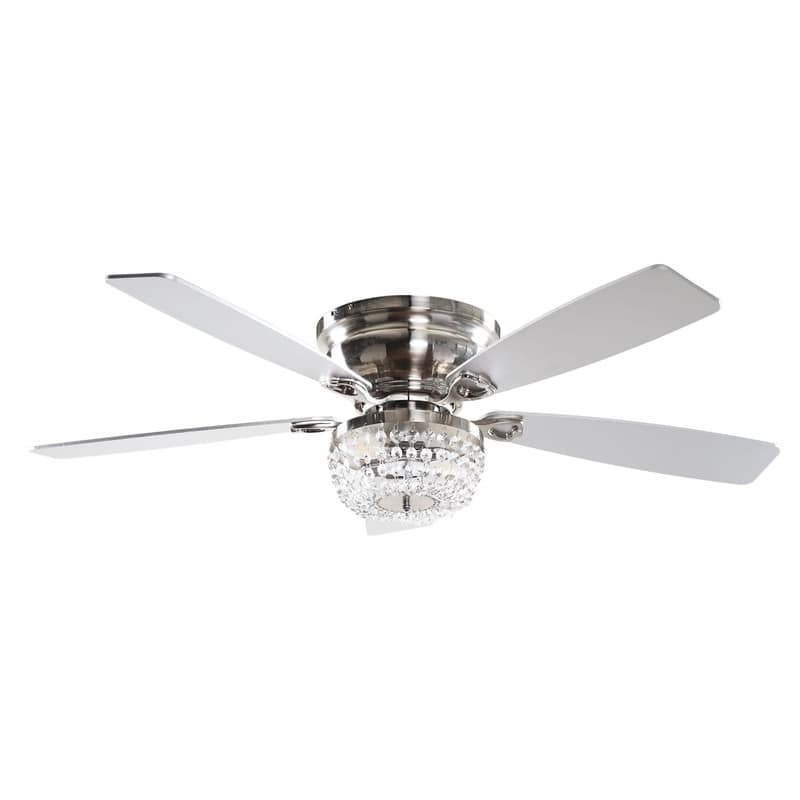 48-inch Flush Mount Crystal Ceiling Fan with Light and Remote Control