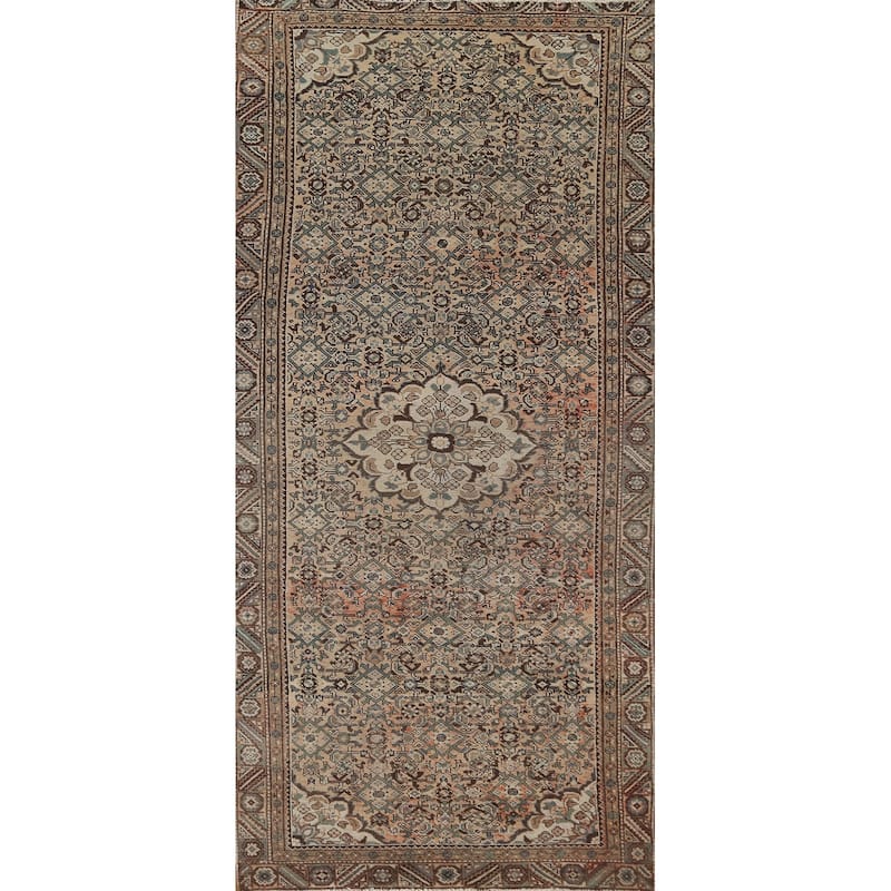 Hamedan Persian Vintage Area Rug Hand-Knotted Wool Carpet - 4'9" x 10'7"