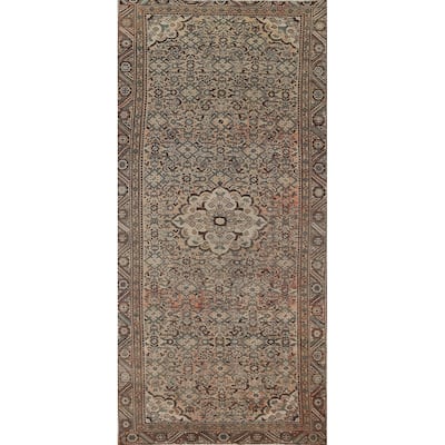 Hamedan Persian Vintage Area Rug Hand-Knotted Wool Carpet - 4'9" x 10'7"