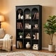 preview thumbnail 4 of 21, 70.9" Tall Arched Bookcase for Living Room, 5-Tier Freestanding Wooden Bookshelf, Mid-Century Modern Library Book Shelving Unit
