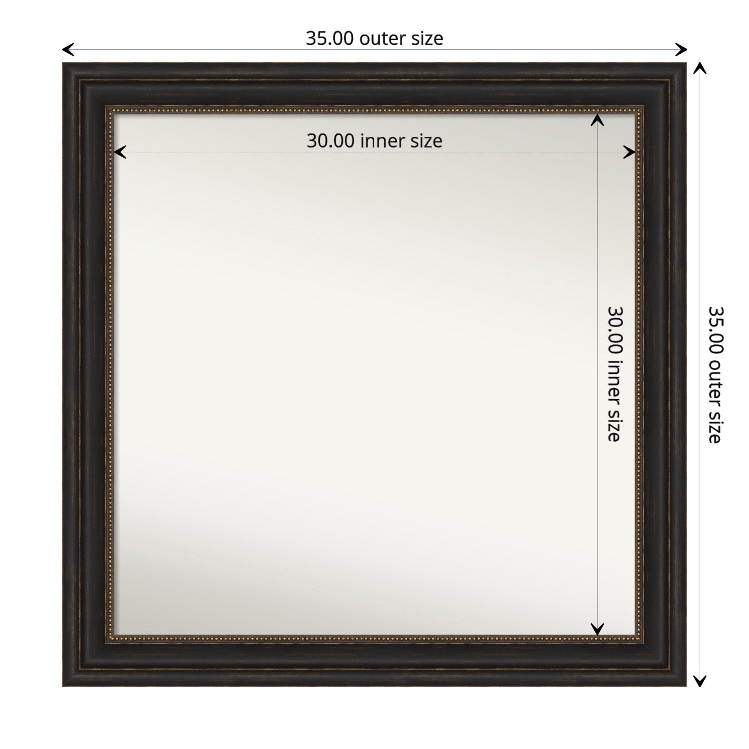 Accent Bronze Framed Non-Beveled Custom Wall Mirror, Bathroom Vanity Mirror