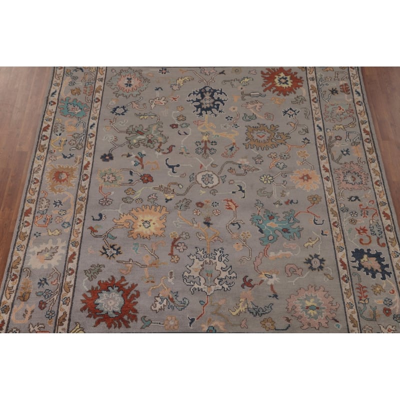 Floral Oushak Indian Area Rug Handmade Wool Carpet - 7'8"x 9'10"