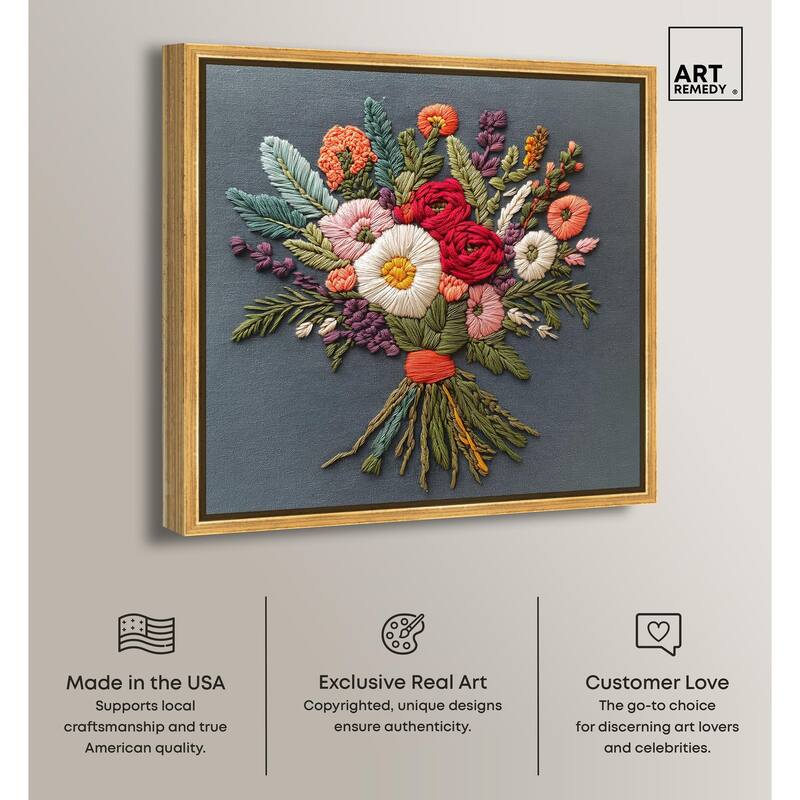 Stitched Bloom Bouquet I Canvas by Art Remedy