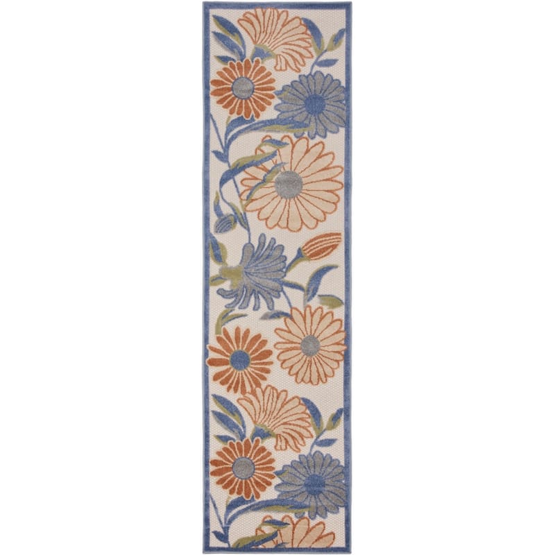 Nourison Aloha Indoor/Outdoor Floral Area Rug - 2'3" x 8' - Beige/Multicolor