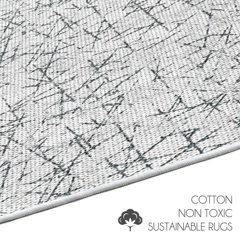 Geometric Design 3 Piece Bathroom Rugs Set - Non-Slip Ultra Thin Bath Rugs for Bathroom Floor - Washable Bathroom Mats Set