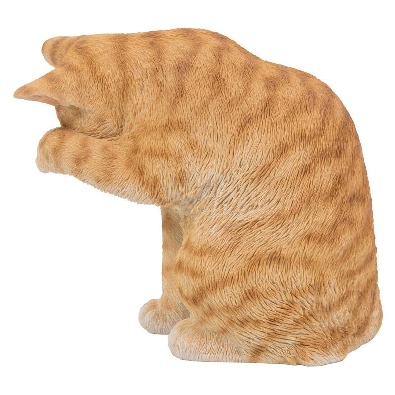 10.25" Tabby Cat Short Hair Washing Outdoor Garden Statue