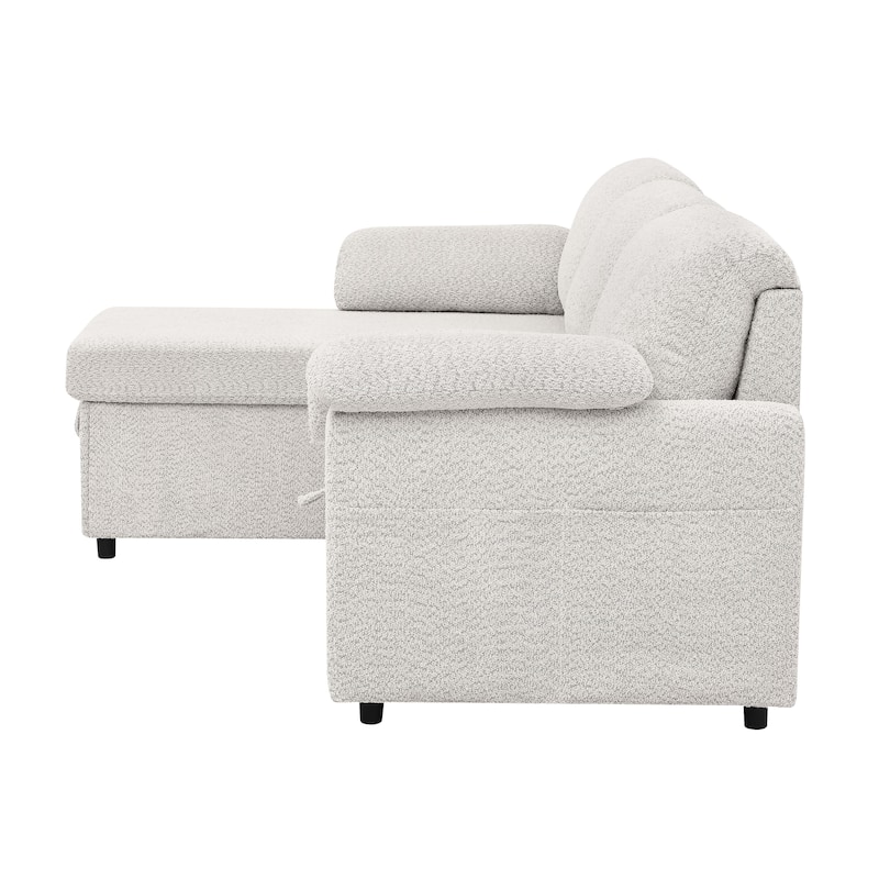 3 in 1 Convertible Sleeper Sofa Couch, 86.2 Inch L Shaped Sectional Sofa with Built In Storage Chaise and Pull Out Bed