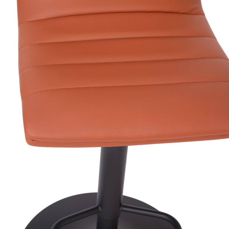 Modern Channel Stitched Adjustable Height Swivel Barstool with Footrest
