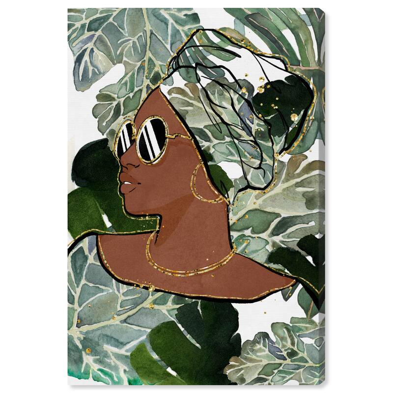 Wynwood Studio Canvas Fashion and Glam Woman of Golden Leaves Green and Light Green Modern & Contemporary Wall Art Canvas Print