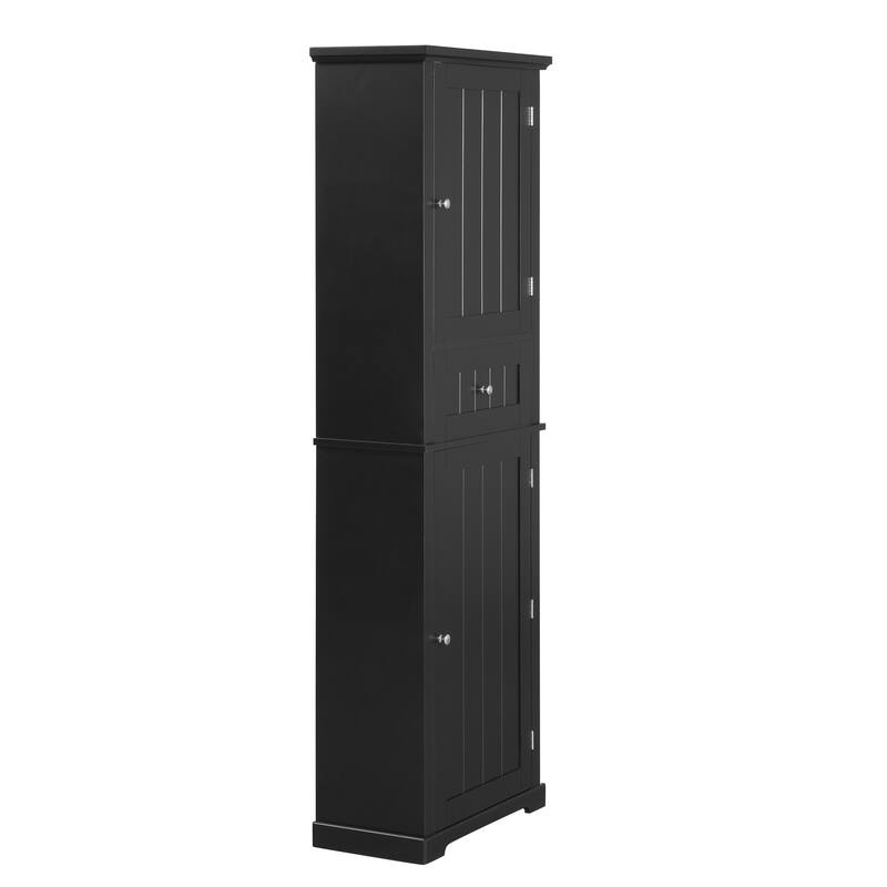 GDFStudio - Emery Tall Freestanding Bathroom Storage Cabinet with Drawer and Adjustable Shelves