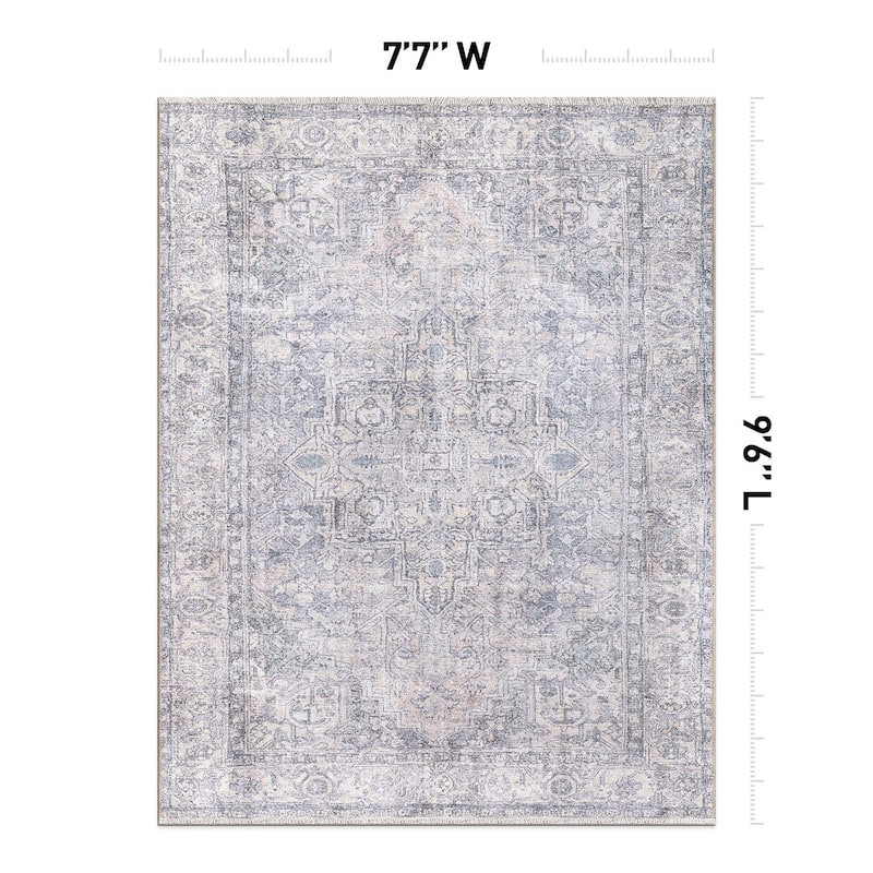 World Rug Gallery Distessed Medallion Machine Washable Area Rug