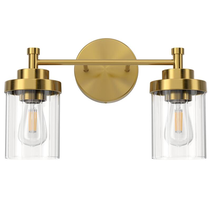 Modern Dimmable Vanity Light with Clear Ribbed Glass Shades E26 Sockets