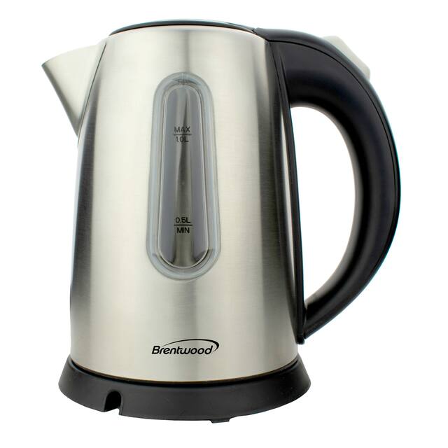 Brentwood 1 Liter Stainless Steel Cordless Electric Kettle