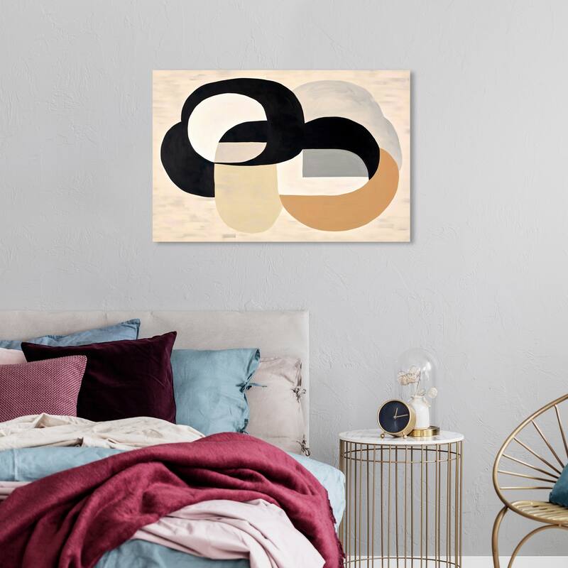 Wynwood Studio Canvas Abstract Brooch of my necklace Black and Vanilla Modern & Contemporary Wall Art Canvas Print - 36 x 24