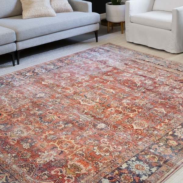 slide 2 of 12, Alexander Home Isabelle Vintage Border Printed Area Rug 2' x 5' - Spice/Marine