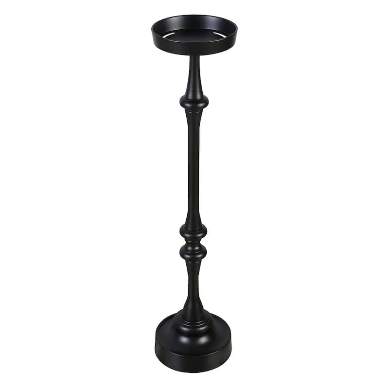 Glam Black Powder-Coated Steel Martini Pedestal Side Table, Indoor/Outdoor, Black