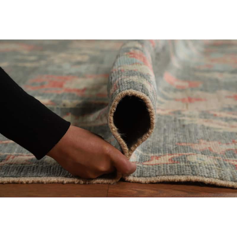 Hand Knotted Oriental 100% Wool Carpet Transitional All-Over Greys & Charcoal Oushak Area Rug - 9' 10'' X 8' 1''