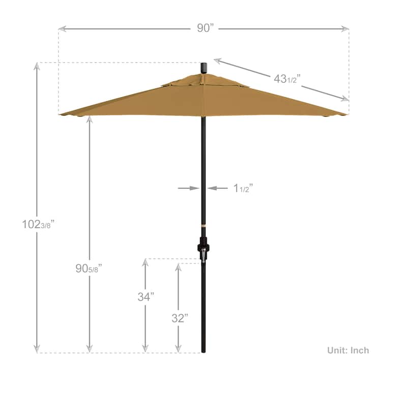 California Umbrella 7.5' Sun Master Patio Umbrella Bronze Aluminum Pole Fiberglass Ribs Crank Lift Tilt Sunbrella Cilantro