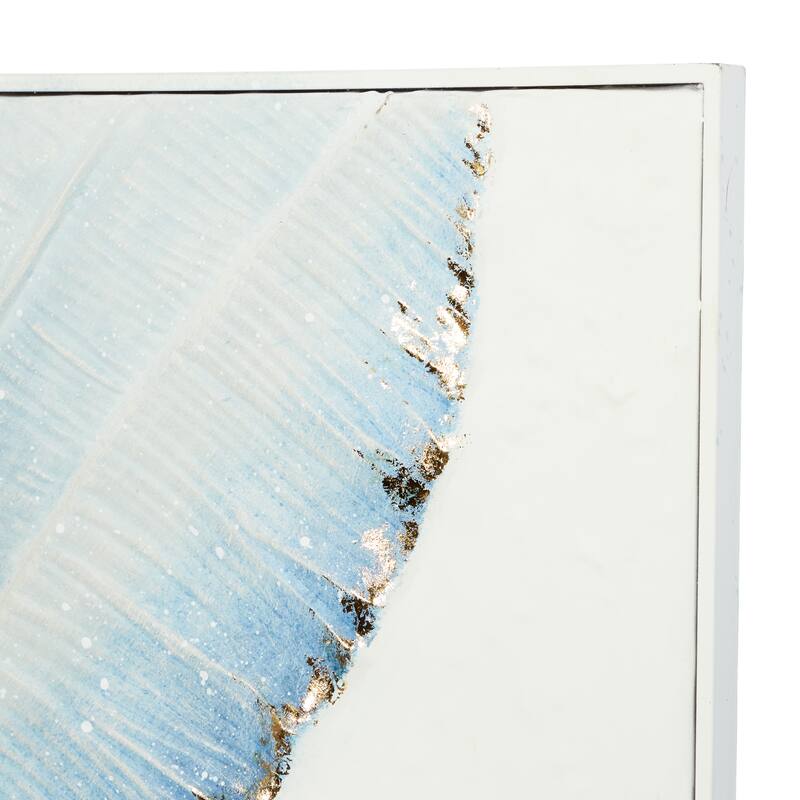 Metal Leaf Handmade Palm Wall Decor with White Backing - Blue - Roche River Decor
