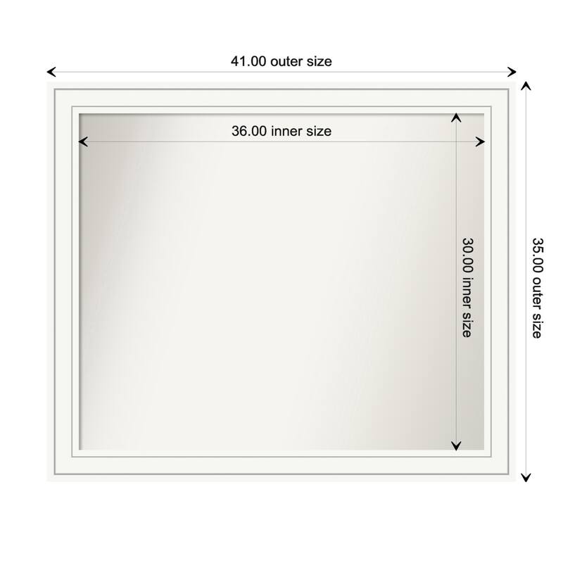 Craftsman White Framed Non-Beveled Custom Wall Mirror, Bathroom Vanity Mirror - Outer Size: 41 x 35