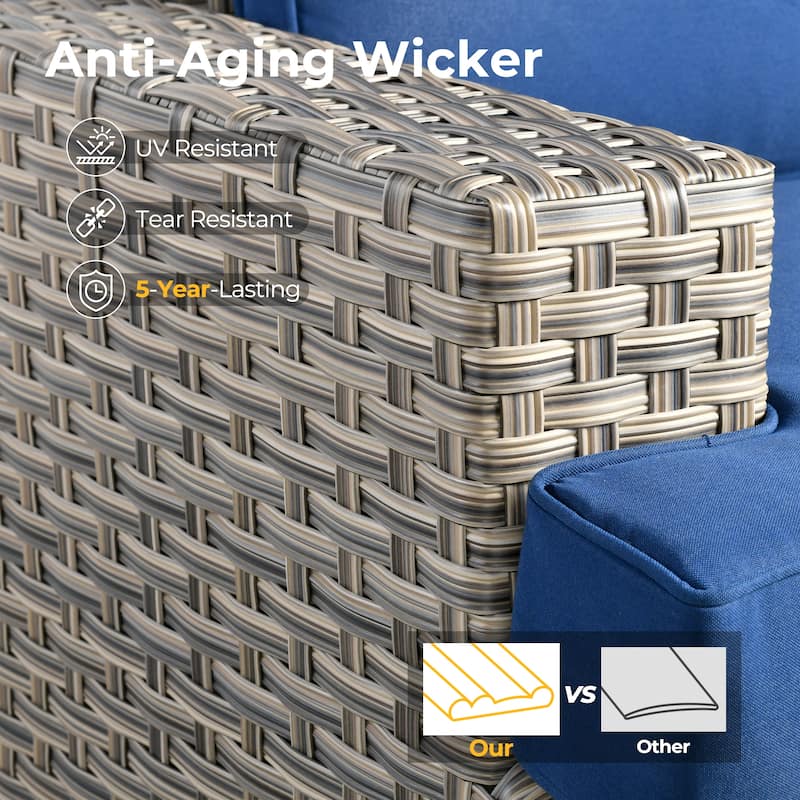 HOOOWOOO 13-piece Outdoor Wicker Furniture Swivel Chair Set with 54" Fire Pit Table