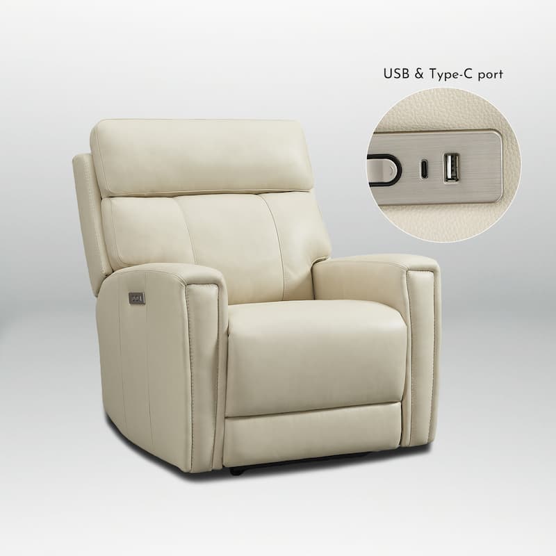 Genuine Leather Zero Gravity Power Recliner Chair with Power Headrest, USB&USB-C Port