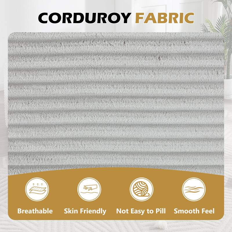 Roomfitters 67" Oversized Chaise Lounge, Corduroy Boneless Sleeper Sofa with Integrated Cup Holders