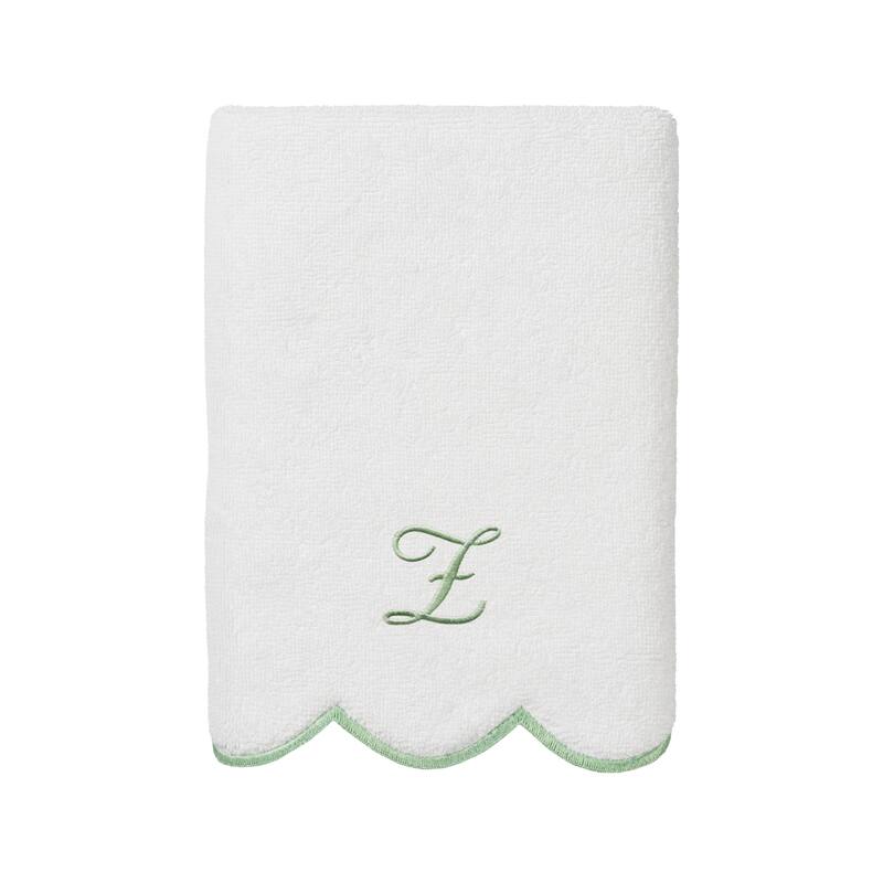 Authentic Hotel and Spa 100% Turkish Cotton Green ADORNIA Scallop Personalized 3 Piece Towel Set - 3 Piece Set