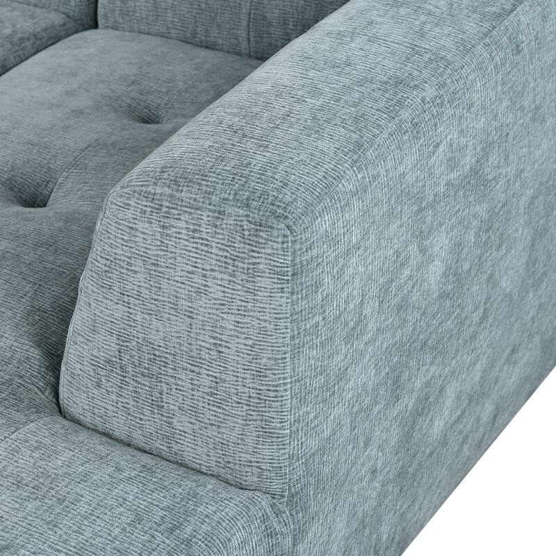112.2" Chenille Modular L-Shaped Sofa Bed with Free Combination Design and No-Assembly Required