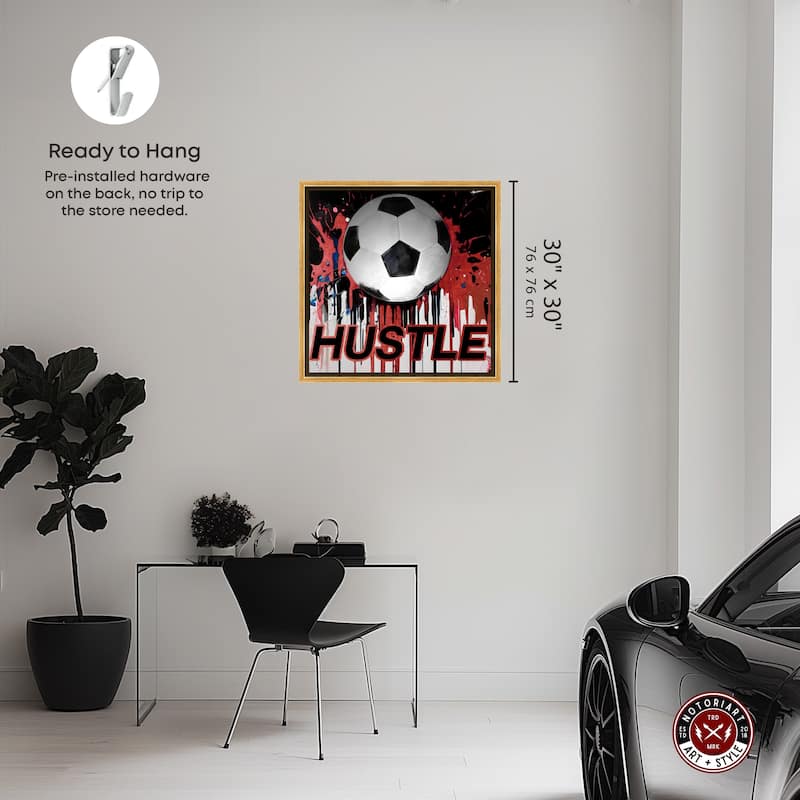 Notoriart Soccer Red Splash Framed Soccer 1 Piece Canvas Wall Art
