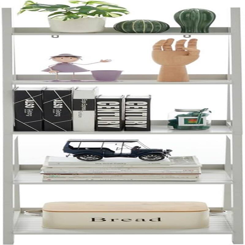 5 Tier Bookshelf Storage Ladder Shelf - 13.98"D x 16.54"W x 59.06"H